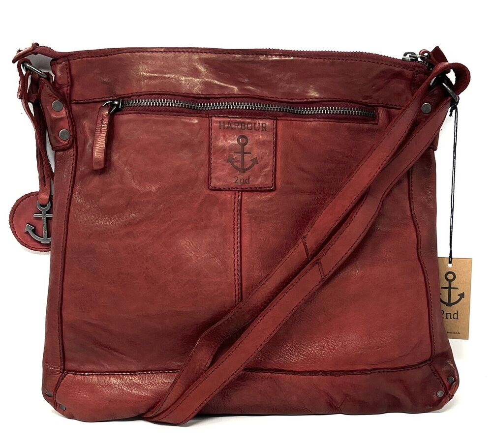 Harbour 2nd Vera Leather Crossbody Shoulder Bag Purse Flat Square Chili RED NWT